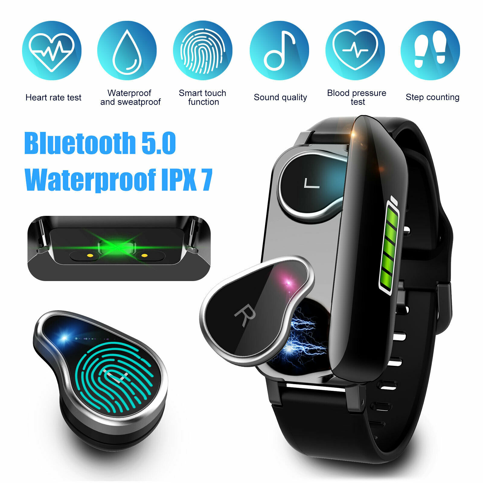 M6 3 in 1 Smart Bracelet Watch Tws Earbuds Earphone 5.0 Waterproof